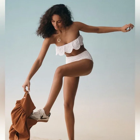 Seafolly NWT Sz 10 (US) gorgeous eyelet bandeau (w/strap) & hi-waist bikini - Picture 13 of 15